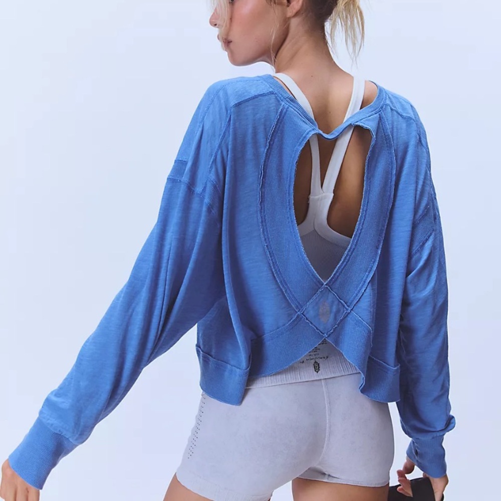 NEW Women's Backless Loose Tops Long Sleeve Workout Tops